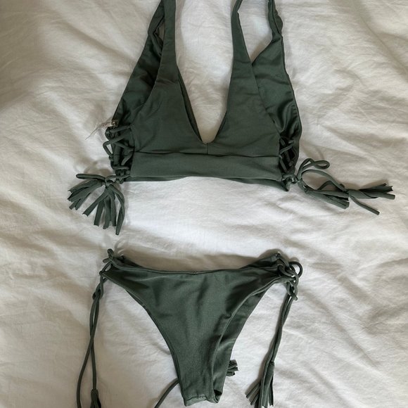 Khaki bodysuit, size S bottom + top, by Alma Ola - Picture 3 of 3